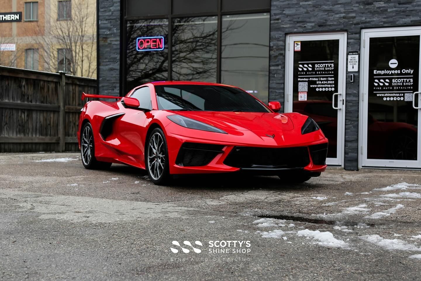 2024 Chevrolet Corvette C8 Xpel Paint Protection Film, Xpel Prime XR Plus Ceramic Window Film, Xpel Fusion Ceramic Coatings on All Paint, Glass and Wheels three quarter view London, Canada