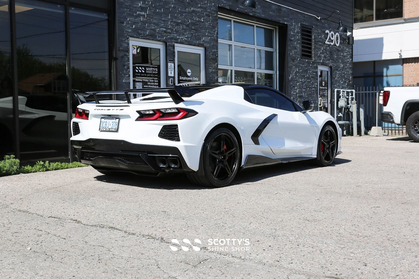 2024 Chevrolet Corvette Convertible Full Body Paint Protection with Suntek Ultra, Top of the Line Ceramic Window Film, Powder Coated Wheels, Ceramic Coating rear view close up London, ON