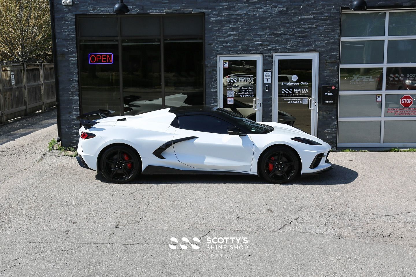 2024 Chevrolet Corvette Convertible Full Body Paint Protection with Suntek Ultra, Top of the Line Ceramic Window Film, Powder Coated Wheels, Ceramic Coating side view London, Canada