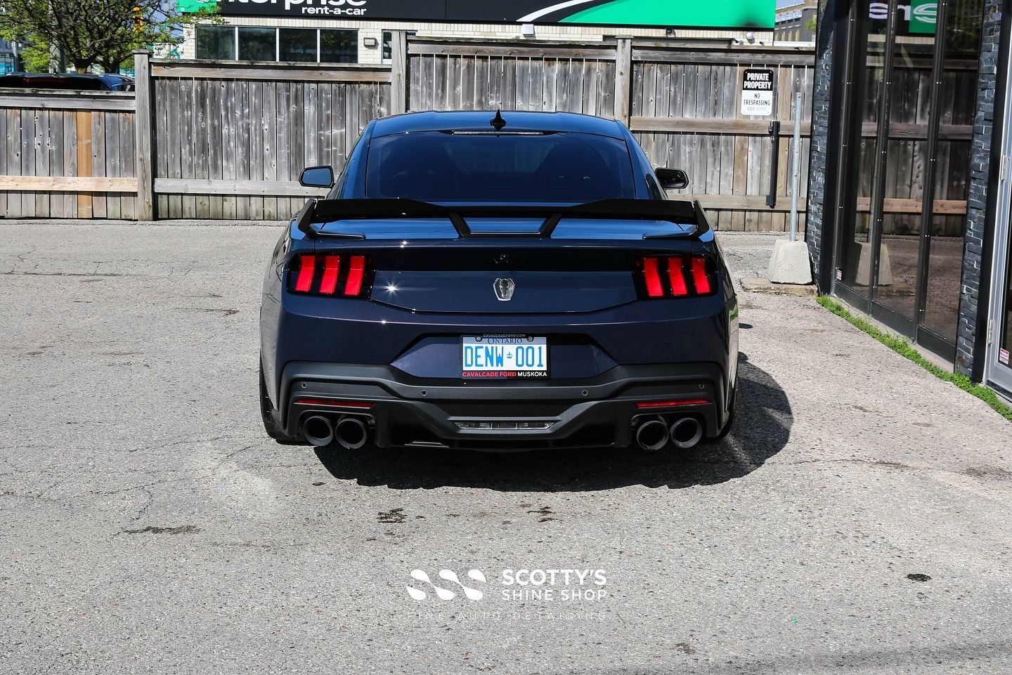 2024 Ford Mustang Dark Horse LLumar Formula 1 Stratos Ceramic Window Tint, SunTek Ultra PPF, Ultrafit Wincrest EVO Windshield Protection Film, Modesta Glass and Wheel Coating rear view close up London, ON