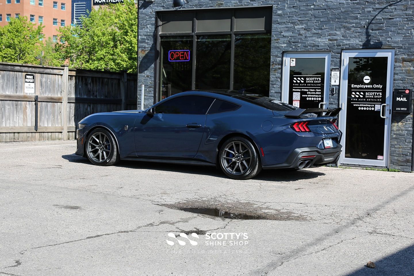 2024 Ford Mustang Dark Horse LLumar Formula 1 Stratos Ceramic Window Tint, SunTek Ultra PPF, Ultrafit Wincrest EVO Windshield Protection Film, Modesta Glass and Wheel Coating London, Canada