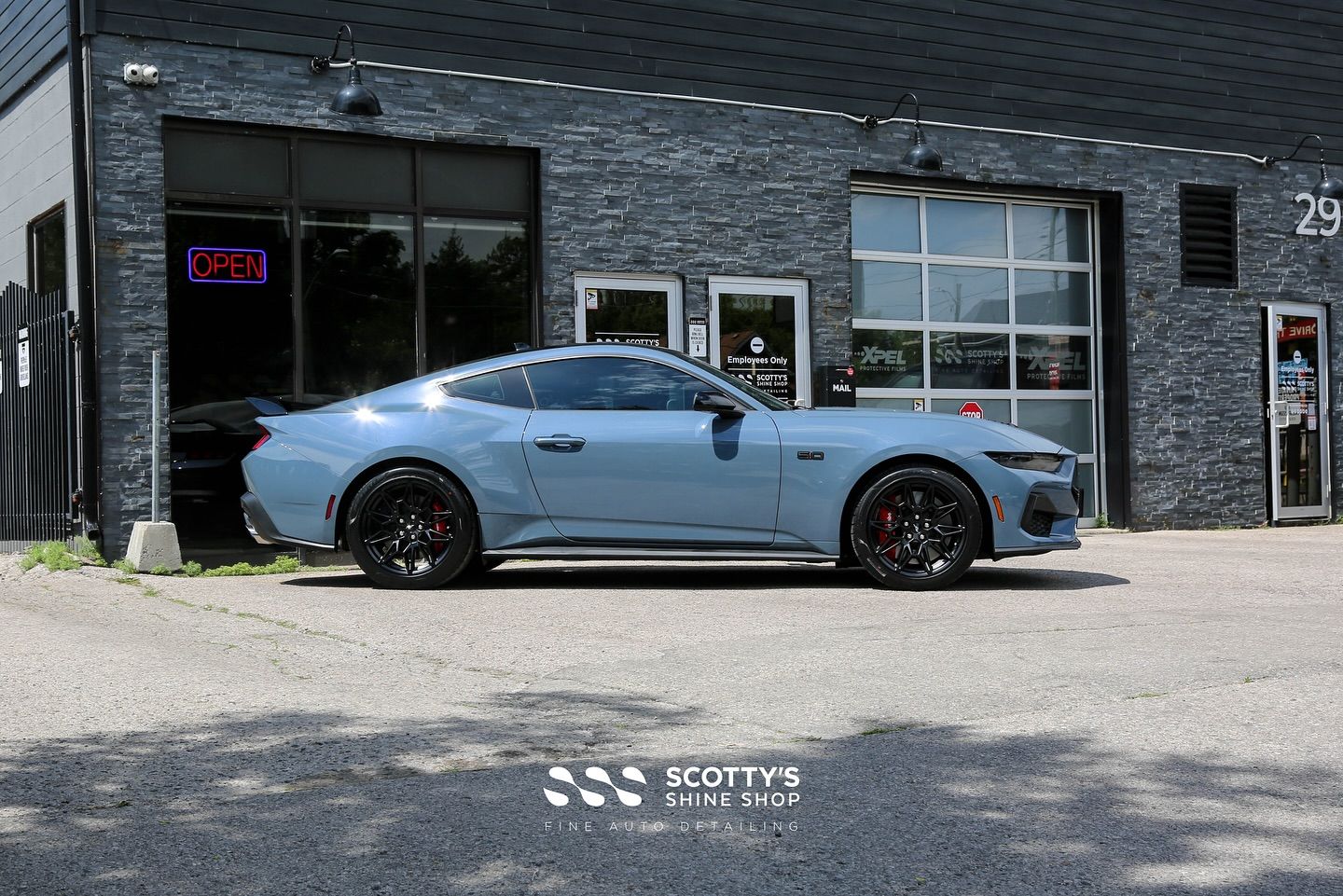 2024 Ford Mustang GT Performance Full New Car Prep and Modesta BC-X Ceramic Coating side view London, Ont