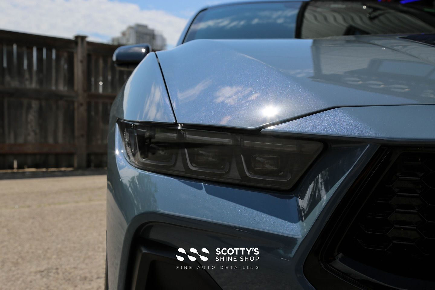 2024 Ford Mustang GT Performance Full New Car Prep and Modesta BC-X Ceramic Coating headlight close up  London, Ont