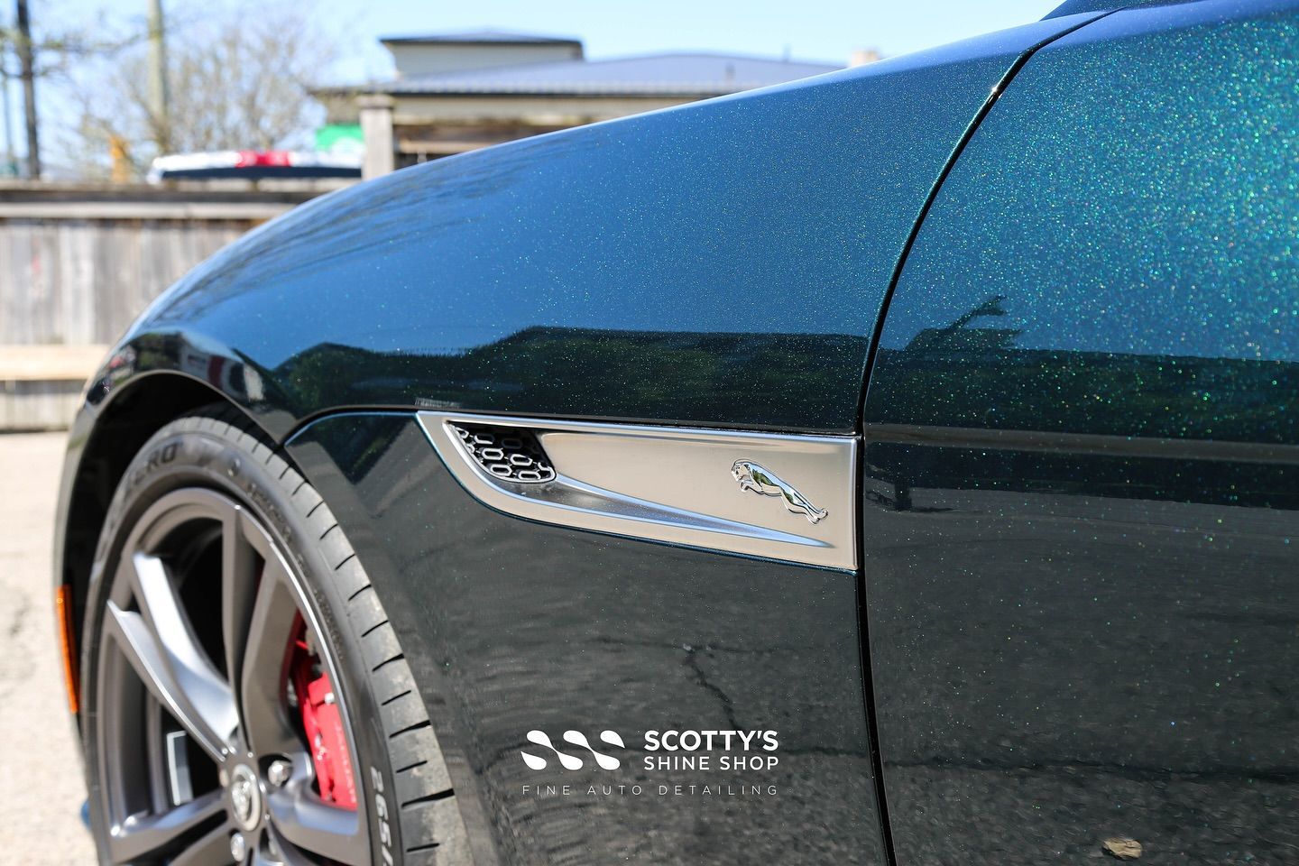2024 Jaguar F-Type Convertible Full Paint Correction, Modesta BC-04 and BC-06 side emblem close up London, Canada