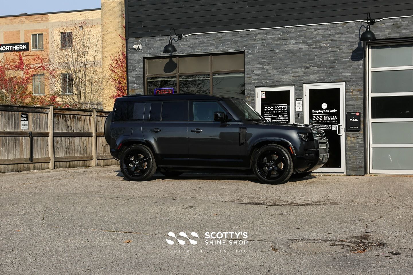 2024 Land Rover Defender Premium Suntek Ultra Paint Protection film, Light Paint Correction and Modesta BC-04 Nano-Titanium Ceramic Coating side view London, Ont Canada