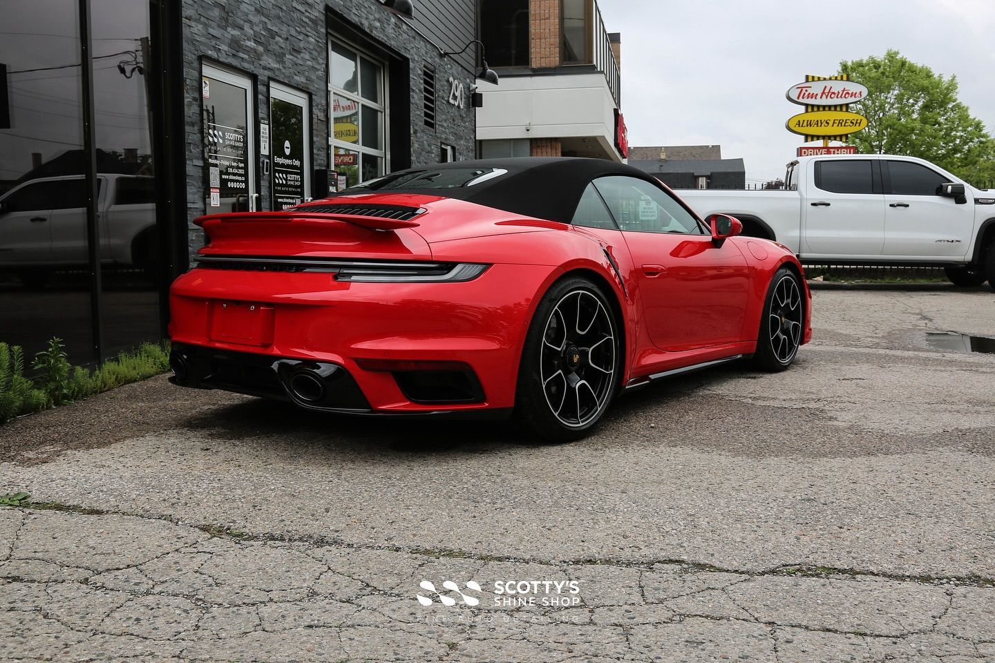 2024 Porsche 911 Turbo Cabriolet Suntek Ultra Paint Protection Film and Topped Off with a Ceramic Coating on the Body and All Glass rear end view London, ON