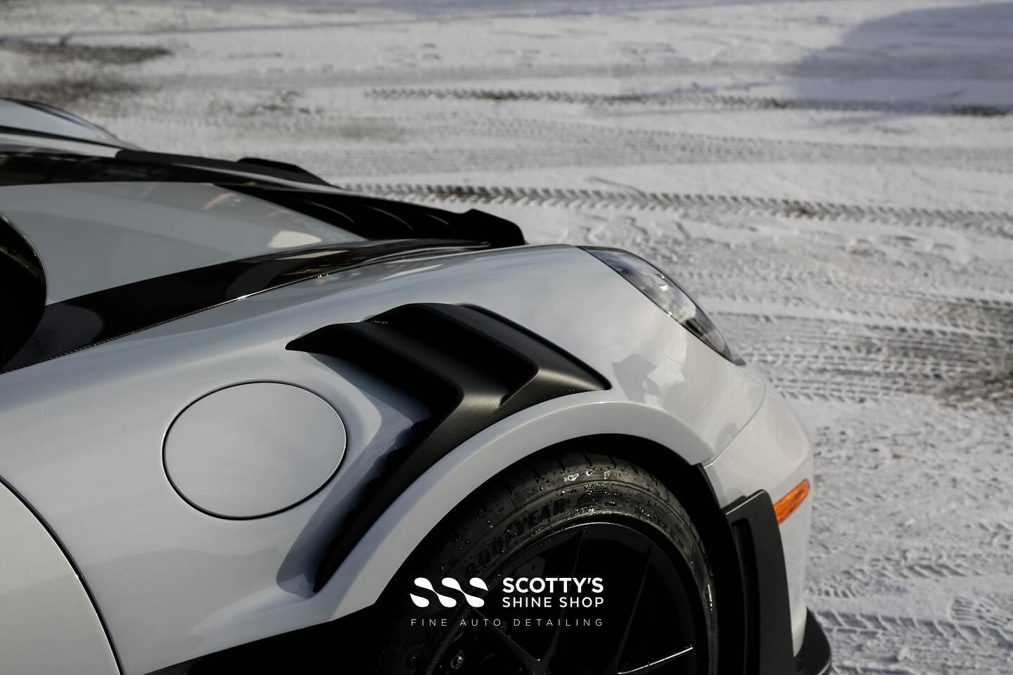 2024 Porsche GT3RS Xpel Ultimate Plus Paint Protection Film and Xpel Prime CS Window Tint front end close up London, Ont