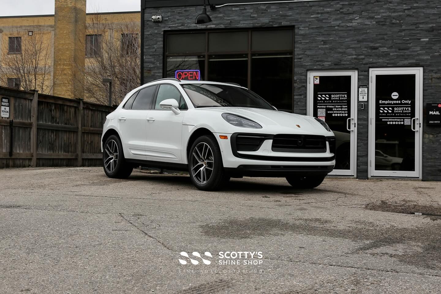 2024 Porsche Macan at the shop for full front end protection with Xpel Ultimate Plus paint protectio