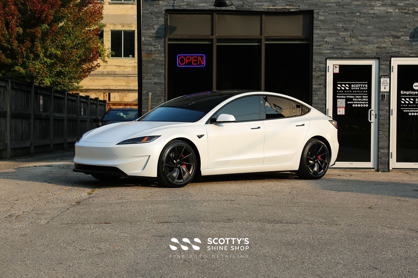 2024 Tesla Model 3 Performance Full Body Wrap in Premium Suntek Ultra Matte Paint Protection Film, Modesta BC-M Ceramic Coating and BC-06 on the Wheels London, Canada