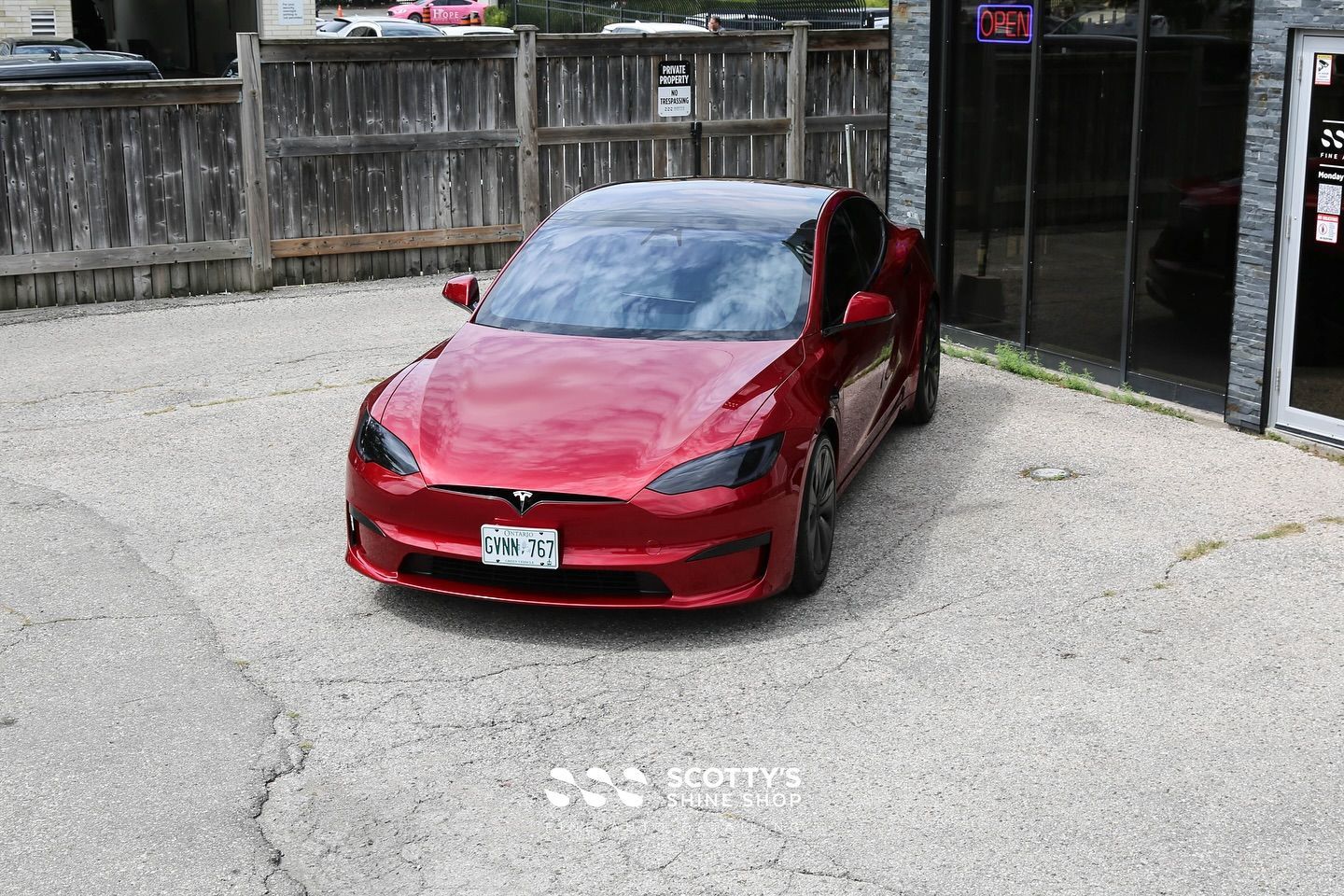 2024 Tesla Model S Premium Suntek Reaction Paint Protection Film and Llumar Formula 1 Stratos Ceramic Window Tint view from above London, Canada