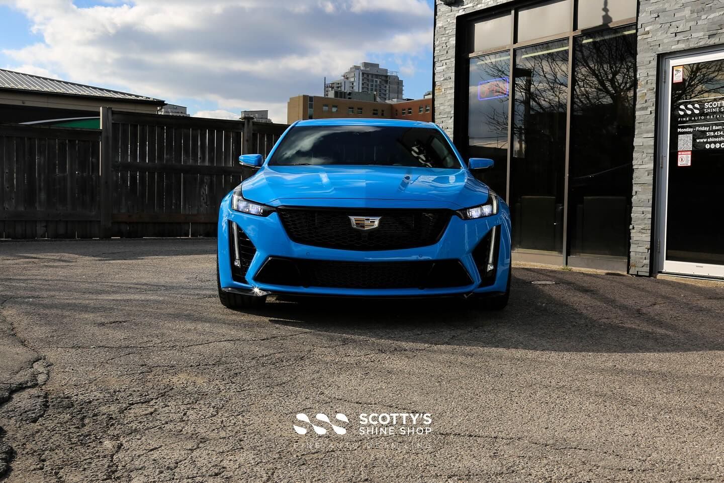 2025 Cadillac CT5 Blackwing Xpel Ultimate Plus Paint Protection Film and Xpel Prime XR Plus Ceramic Window Tint front end view London, Ontario