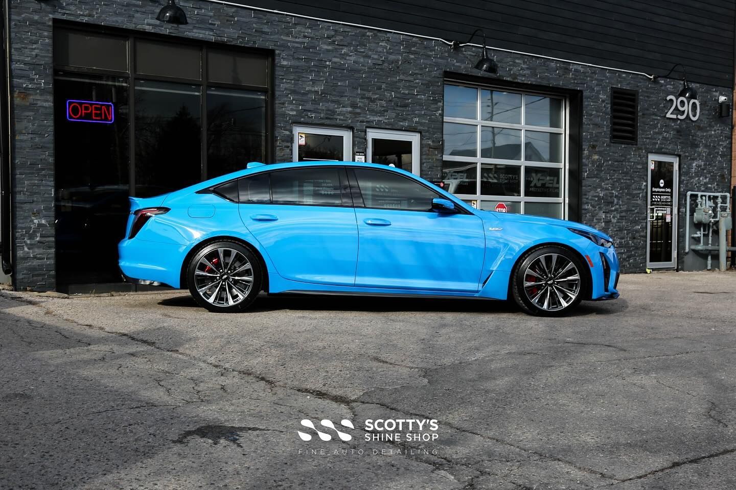 2025 Cadillac CT5 Blackwing Xpel Ultimate Plus Paint Protection Film and Xpel Prime XR Plus Ceramic Window Tint side view London, Ontario