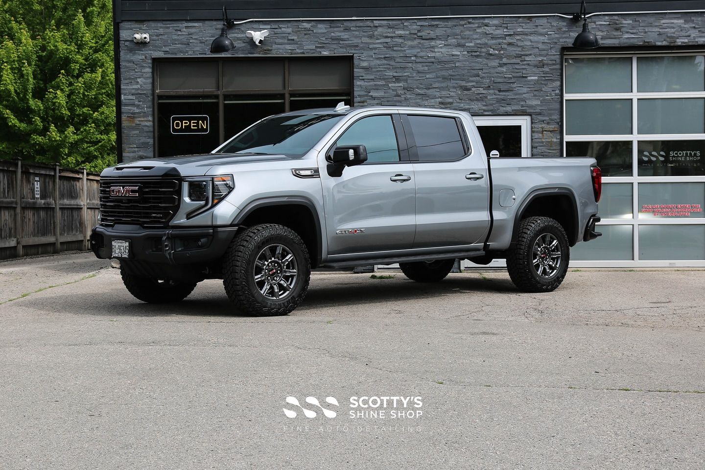 2025 GMC Sierra AT4X Full LLumar Formula 1 Stratos Window Film, Full Front-End SunTek Ultra PPF , Modesta Ceramic Coatings side view London, ON Canada