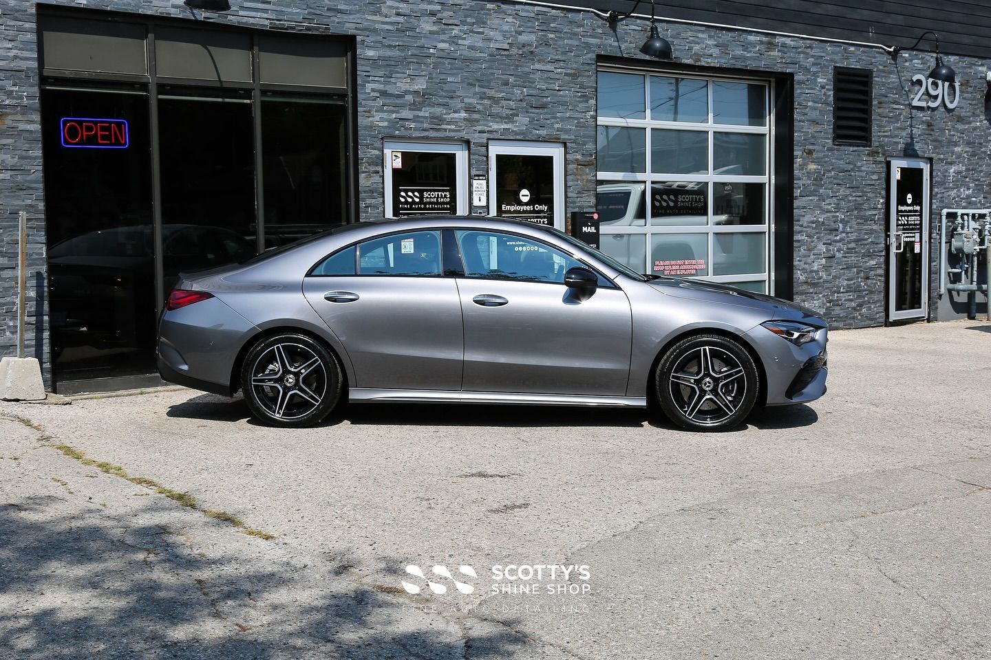 2025 Mercedes CLA250 Paint Correction and Modesta BC-04 Nano-Titanium Glass Coating side view London, Ontario Canada