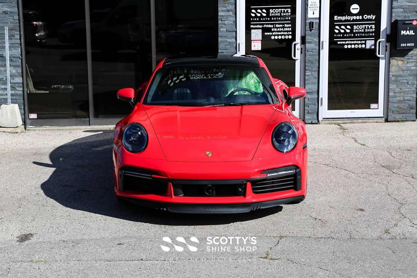 2025 Porsche 911 Turbo 25th Anniversary Edition Premium SunTek Ultra Paint Protection Film front end view from above London, Ontario