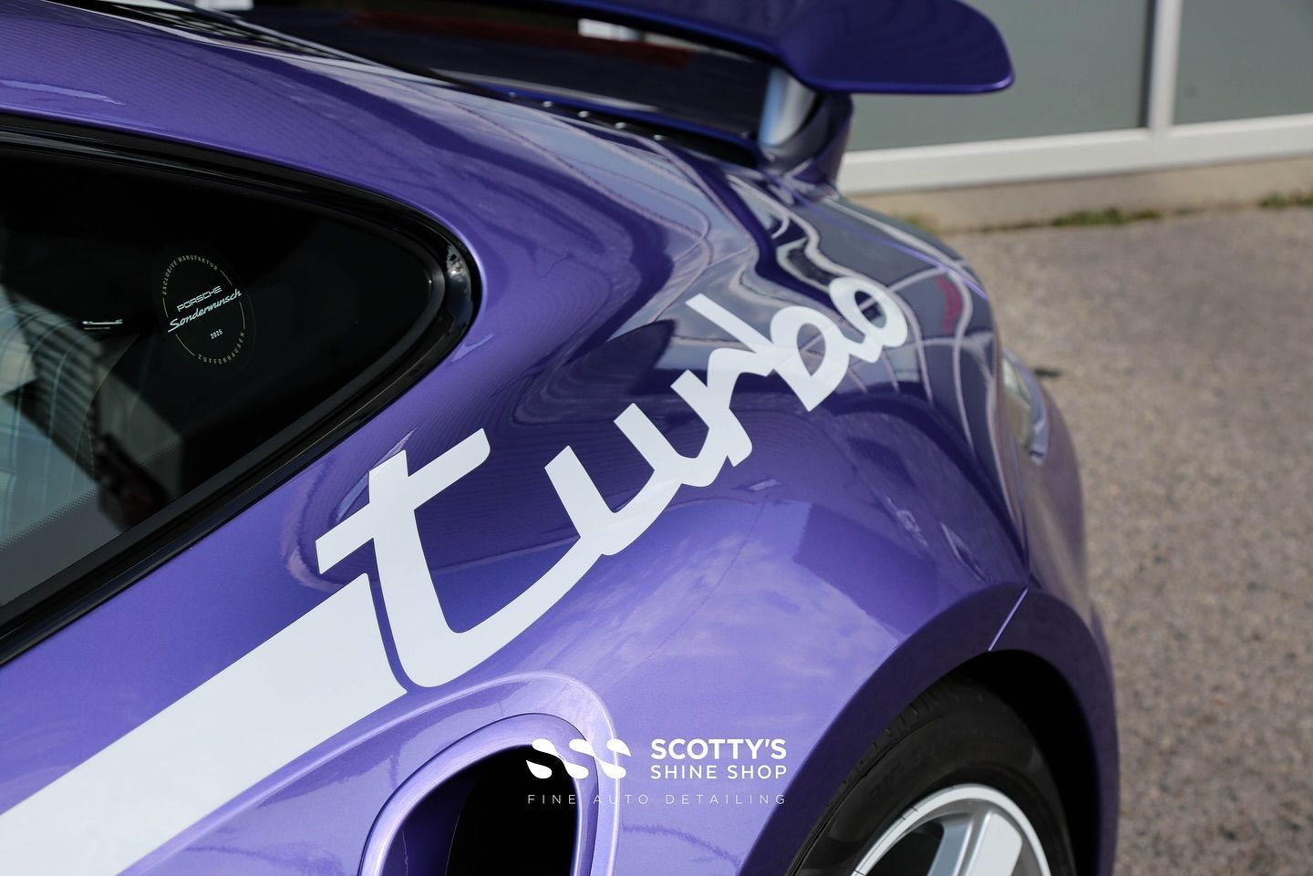 2025 Porsche 911 Turbo Suntek Ultra Paint Protection Film rear emblem close up London, Canada