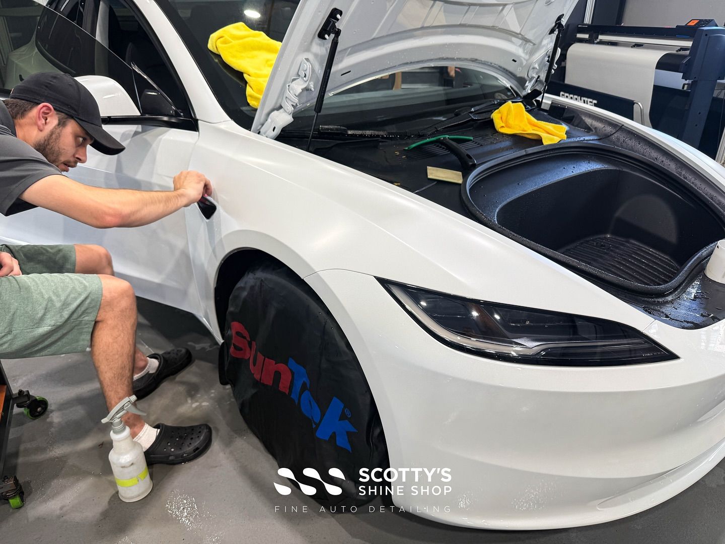 A brand-new 2025 Tesla Model 3 came to Scotty’s Shine Shop for a complete transformation in both sty