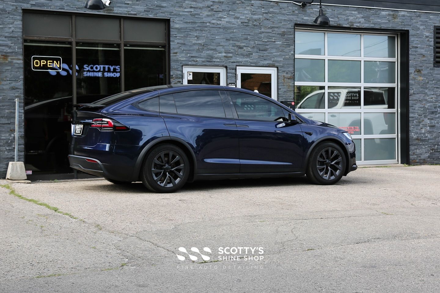 2025 Tesla Model X Carlas “Midnight Blue” 3rd Generation TPU Color Paint Protection Film rear view London, ON