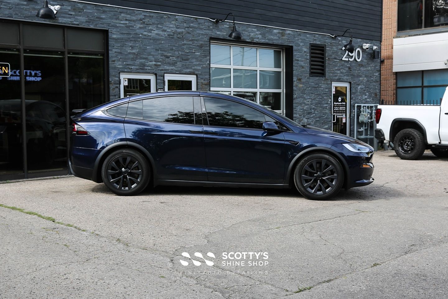 2025 Tesla Model X Carlas “Midnight Blue” 3rd Generation TPU Color Paint Protection Film side view London, Ontario