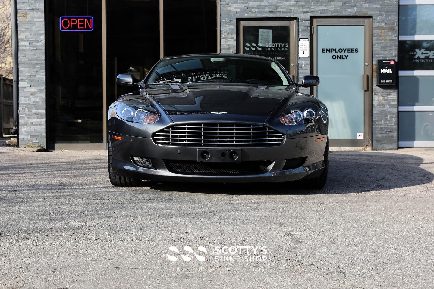 Aston Martin DB9 Xpel Prime XR Ceramic Window Tint front end view London, ON