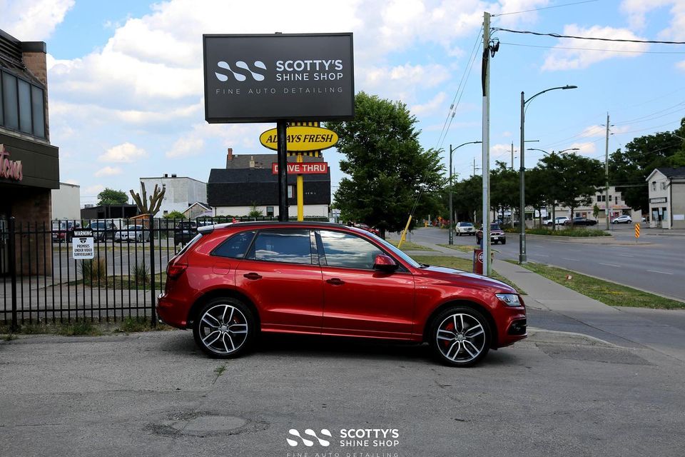 Red Audi SQ5 in for Premium Package auto detailing in London