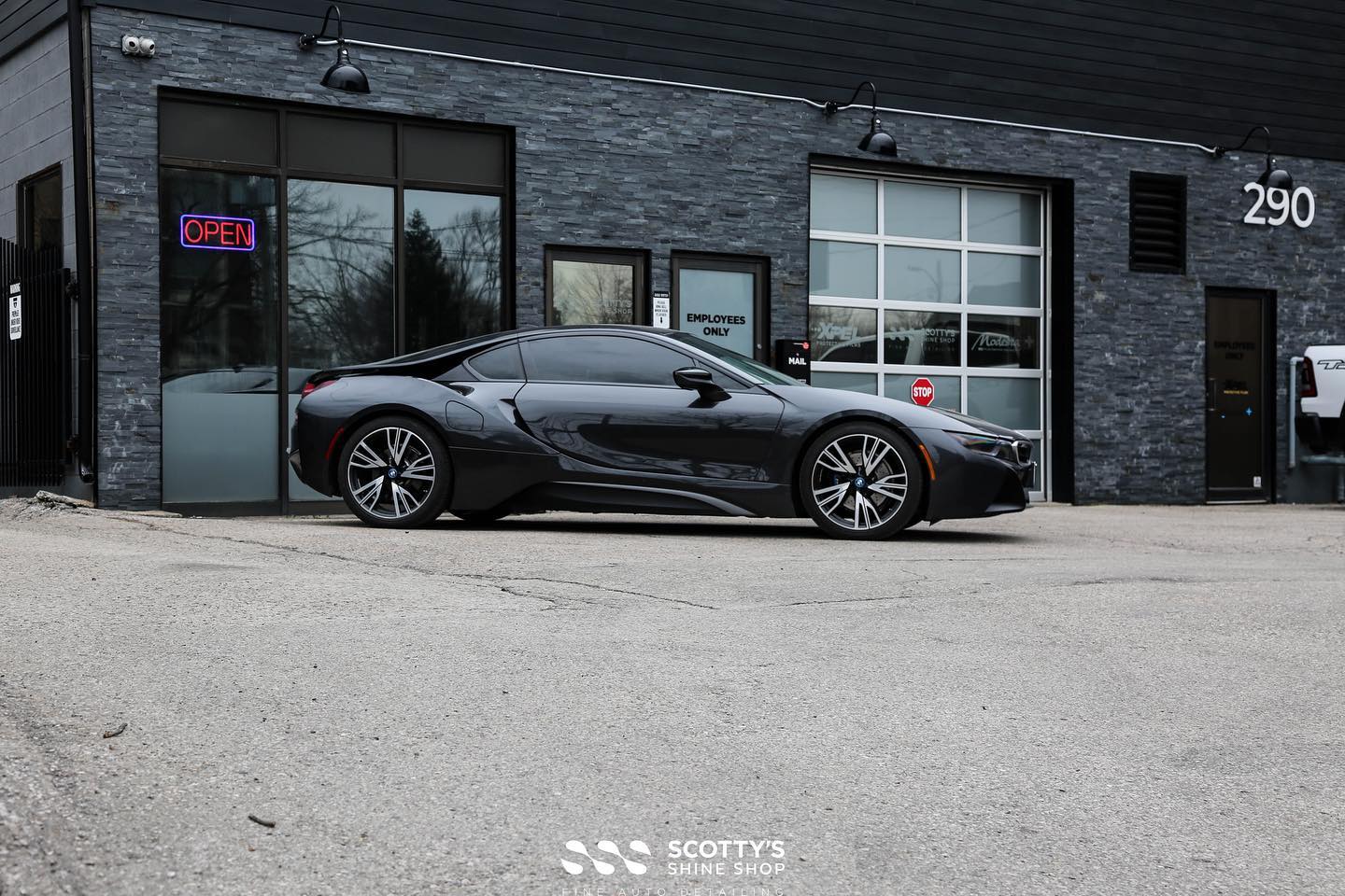 BMW i8 xpel ceramic window tint side view london ontario canada