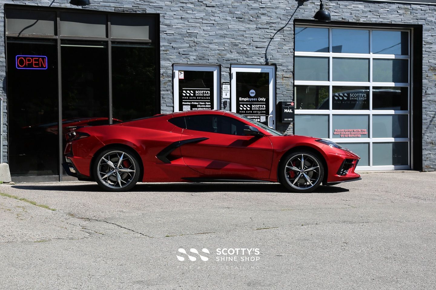 Chevrolet Corvette C8 Suntek Ultra Paint Protection Film and Modesta Ceramic Coatings side view London, Canada