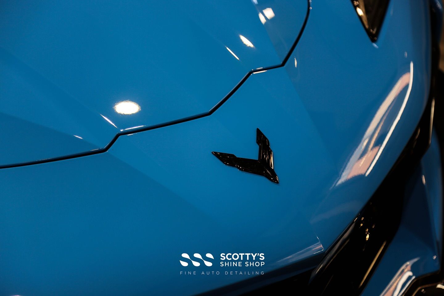 Chevrolet Corvette C8 Z06 Suntek Ultra Paint Protection Film hood emblem close up London, Ontario