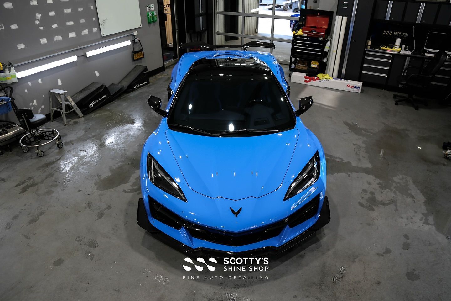 Chevrolet Corvette C8 Z06 Suntek Ultra Paint Protection Film front end view London, Ontario