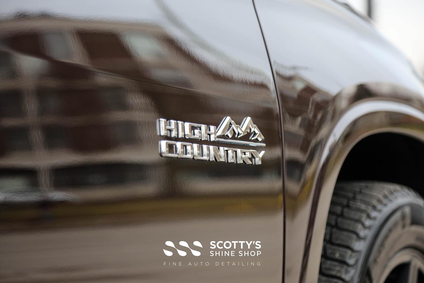 Chevrolet Traverse High Country Xpel Paint Protection Film, Paint Correction and Gtechniq Crystal Serum Ultra Ceramic Paint Coating embem close up London, Ont