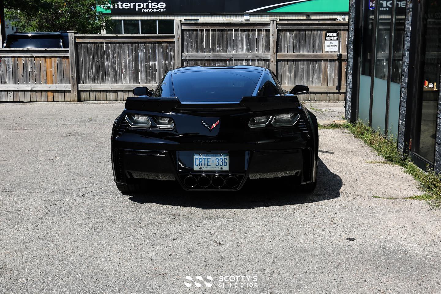 Corvette Z06 paint correction xpel Ultimate Plus paint protection film and modesta BC-04 and BC-06 glass coatings applied to the body and wheels London Canada