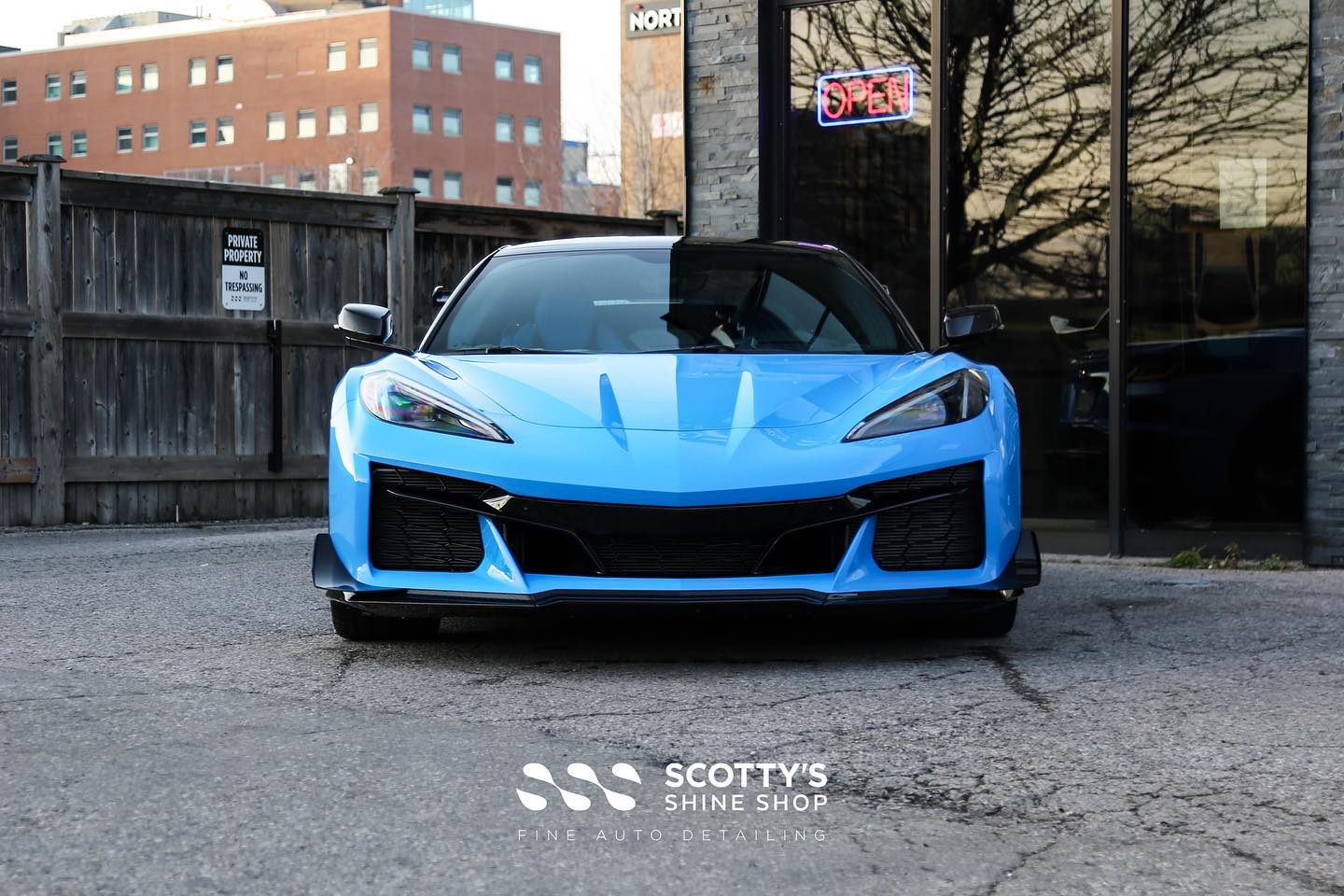 Corvette Z06 Xpel Paint Protection Film, Xpel Prime XR Plus Window Tint front end view London, Ontario