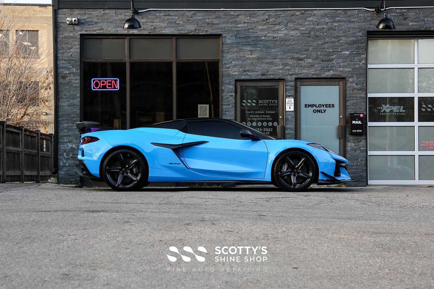 Corvette Z06 Xpel Paint Protection Film, Xpel Prime XR Plus Window Tint side view London, Ontario