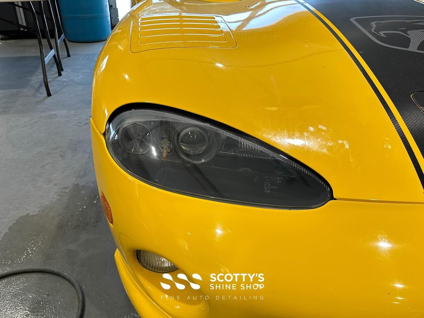 Dodge Viper Xpel Ultimate Plus Paint Protection Film on the Headlight Lenses afterrr close up London, ON