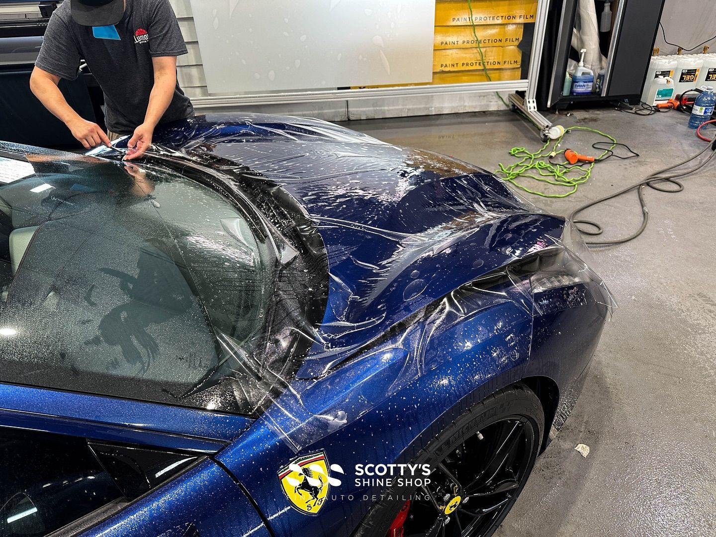 Ferrari 488GTB Suntek Ultra Paint Protection Film installation shot London, Ontario Canada