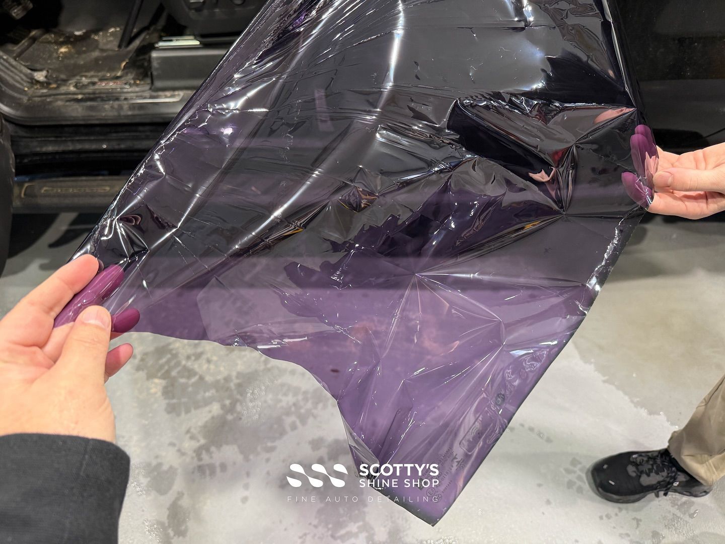 GMC Sierra AT4 Replacement LLumar Formula 1 Window Tint old film close up London, Ontario