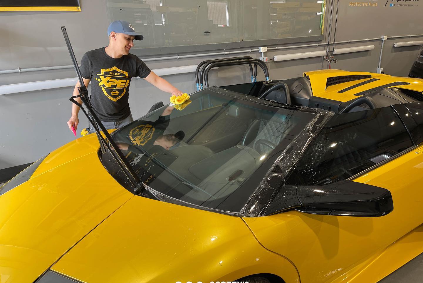 Lamborghini Murcielago xpel Prime XR Plus ceramic window film and STEK Dynoflex windshield protection film London Ontario