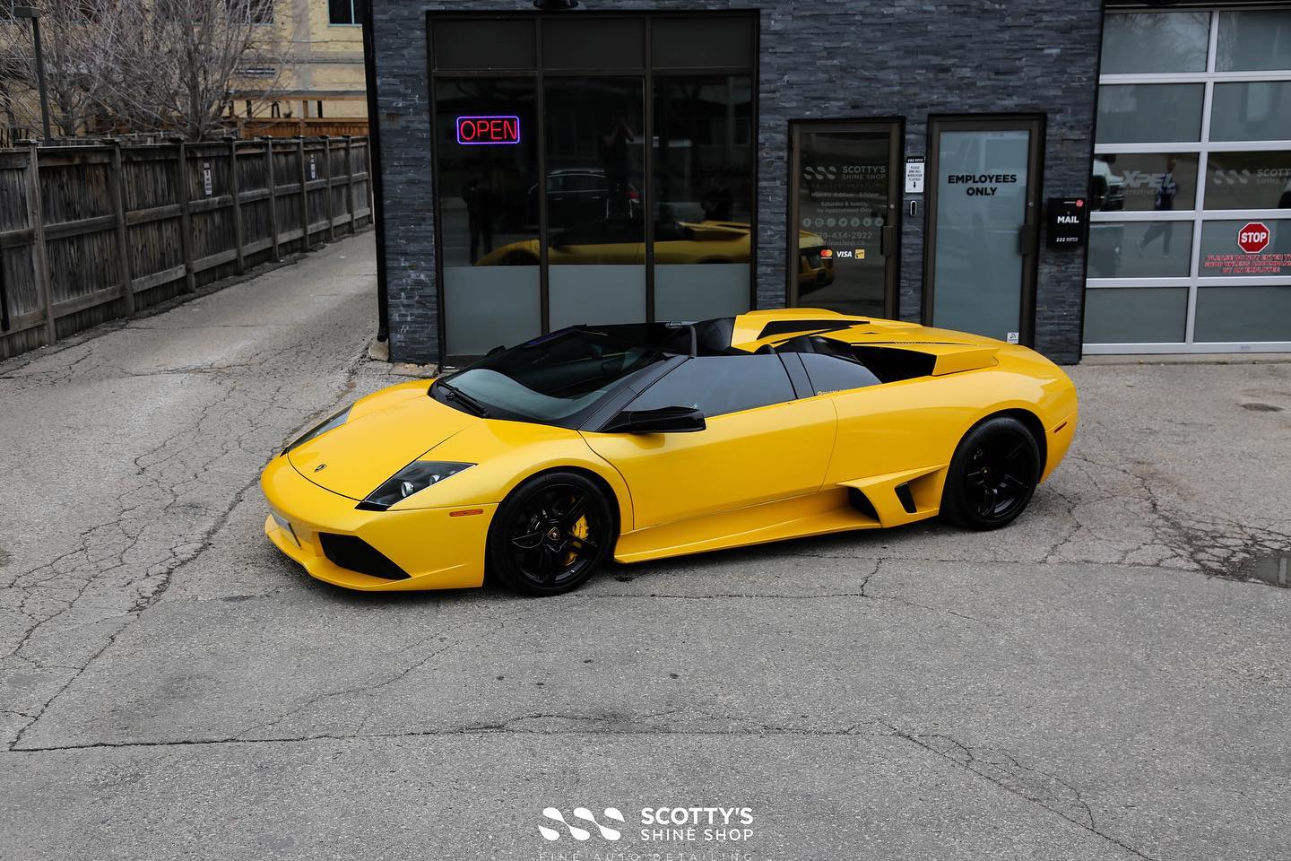 Lamborghini Murcielago Xpel Prime XR plus ceramic window tint and Stek Dynoflex windshield protection film London Ontario