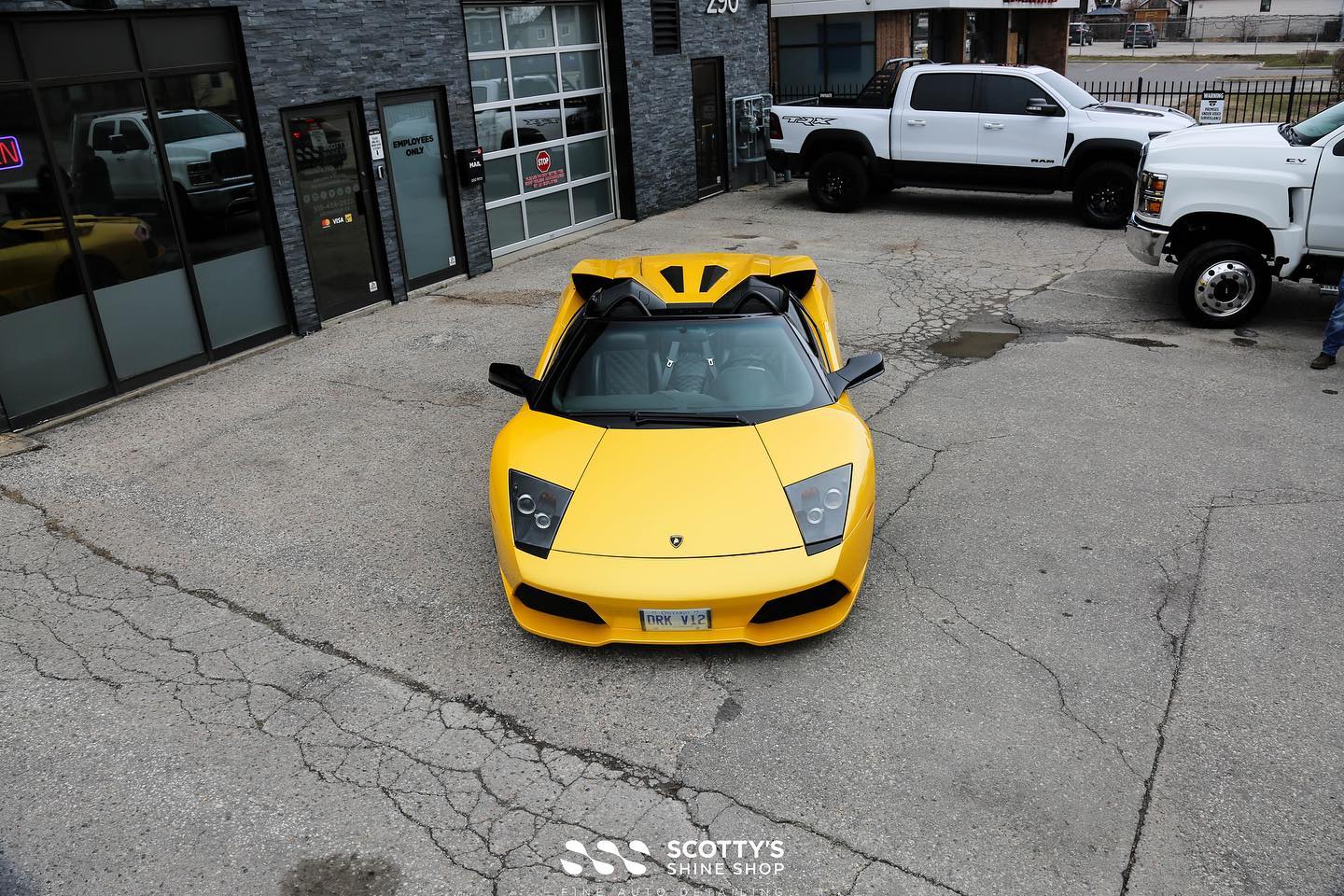 Lamborghini Murcielago Xpel Prime XR plus ceramic window tint and Stek Dynoflex windshield protection film front end view London O
