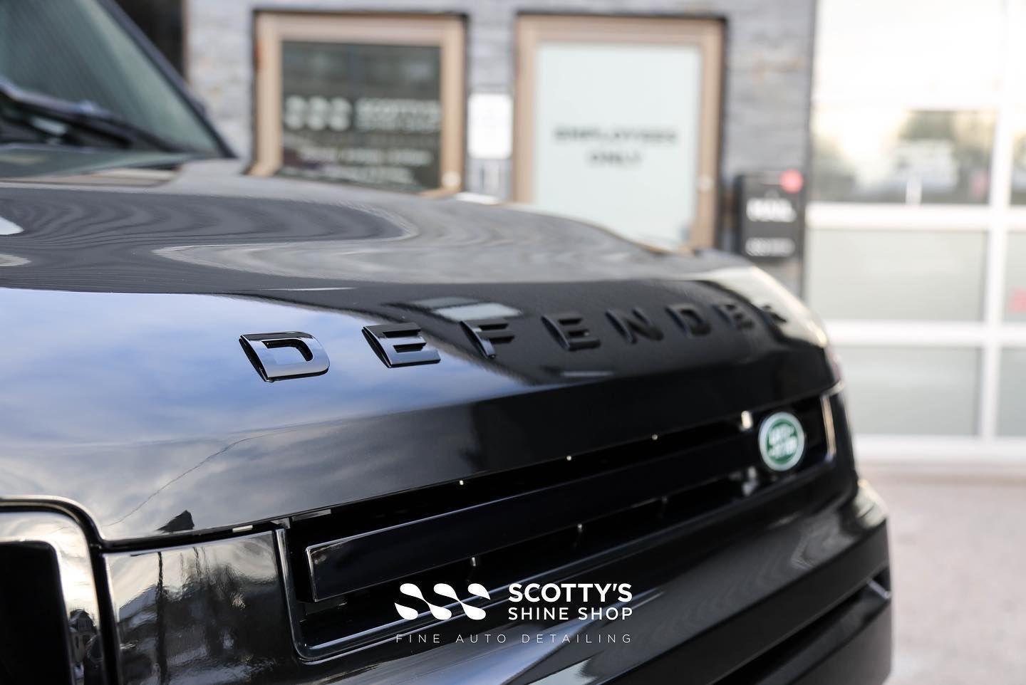 Land Rover Defender Xpel Ultimate Plus Paint Protection Film and Xpel Prime XR Plus Ceramic Window Tint front end close up London, Ont