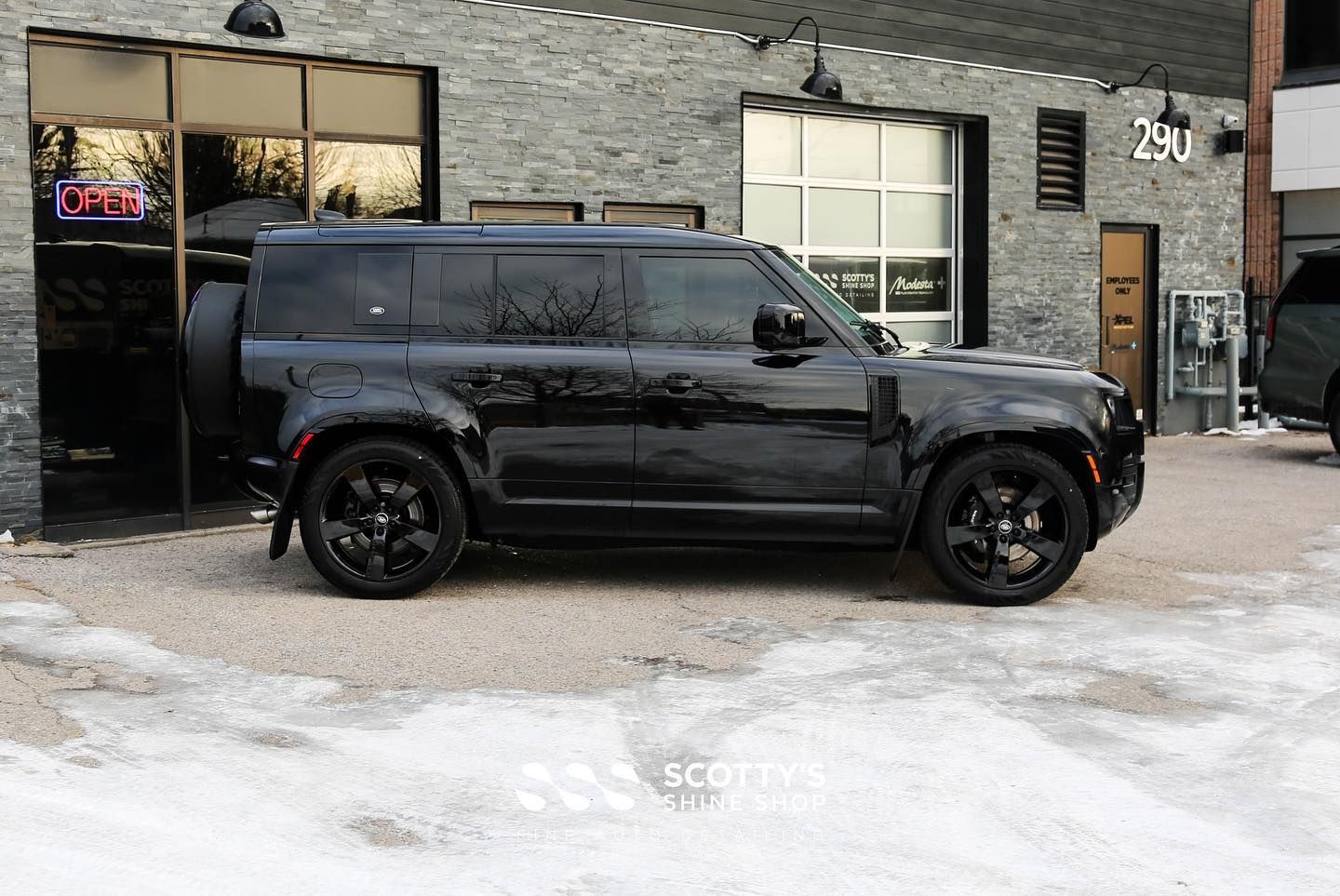 Land Rover Defender Xpel Ultimate Plus Paint Protection Film and Xpel Prime XR Plus Ceramic Window Tint side view London, Ont