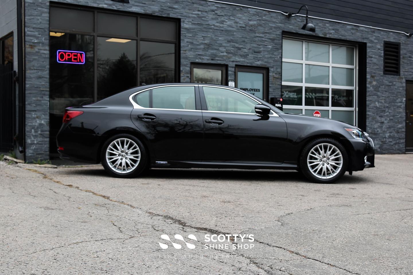 Lexus GS 450 H Paint Correction and Xpel Prime XR Ceramic Window Tint side view London, Ontario