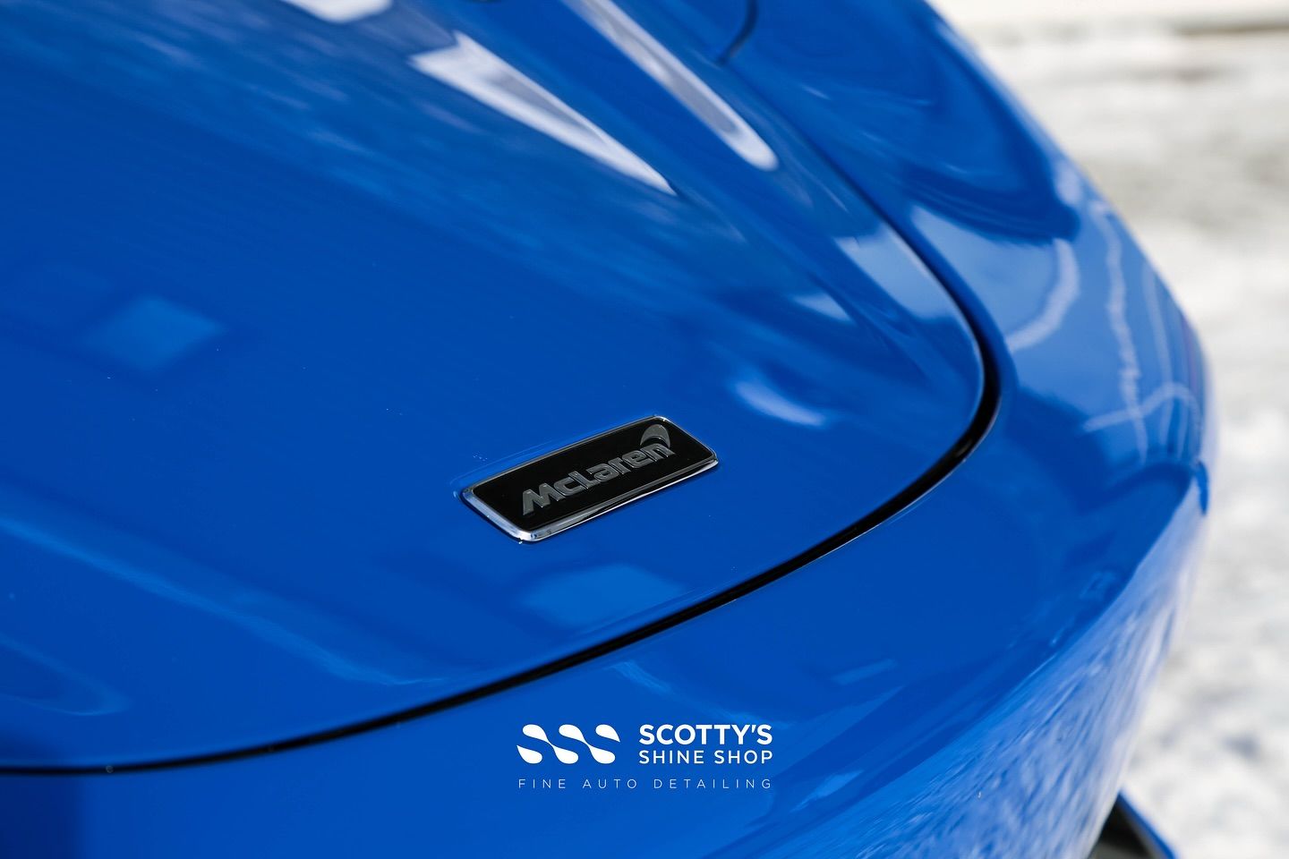 McLaren 720S Suntek Ultra Paint Protection Film hood emblem close up London, ON