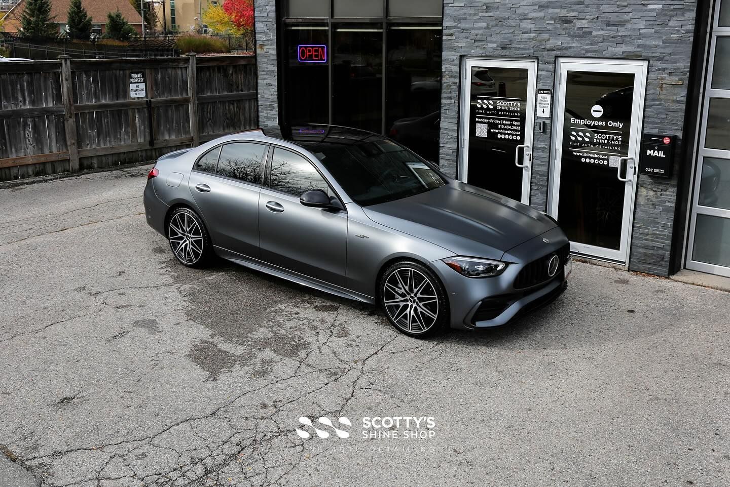 Mercedes C43 Xpel Fusion Plus Satin Ceramic Coating and Xpel Fusion Glass Coating London, Ontario Canada