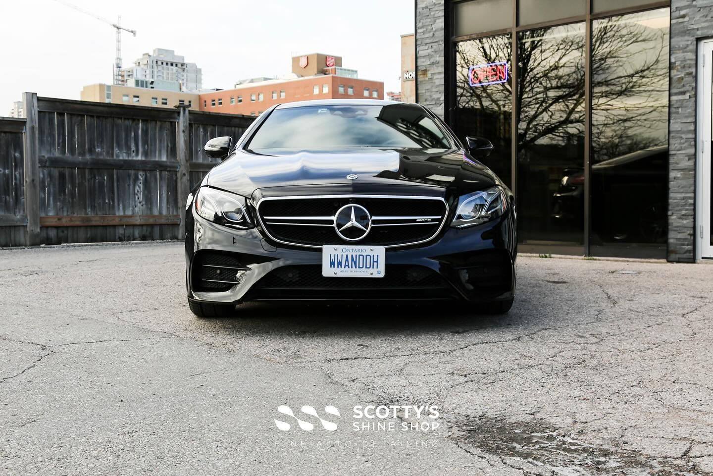 Mercedes E53 Coupe Full Interior Detail, Paint Correction and Coated with Xpel Fusion Premium Ceramic Coating and Glass Protected with Xpel Fusion Glass front end view London, ON