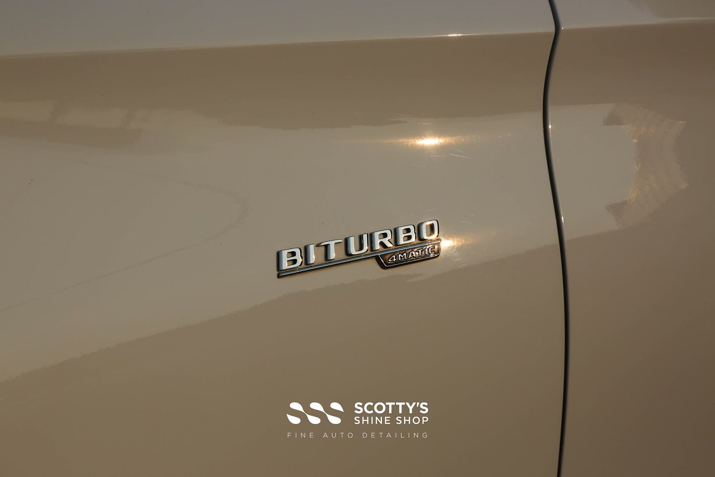 Mercedes-Benz C43 AMG Convertible Full Detailing side emblem close up London, Ontario