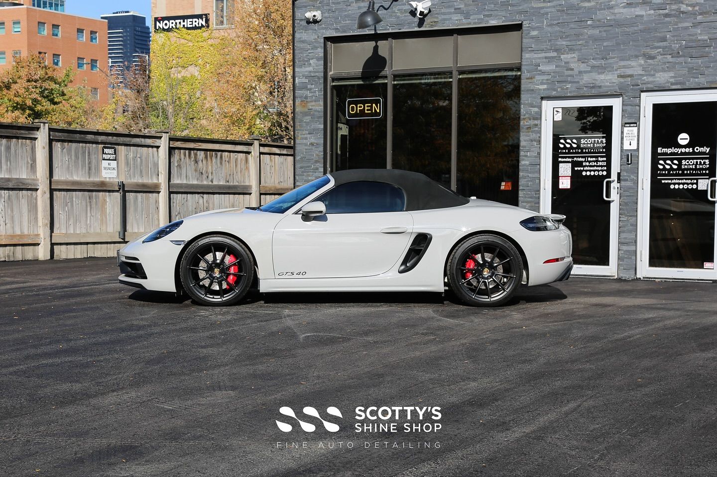 Porsche 718 Boxster GTS 4.0 LLumar Formula 1 Pinnacle Ceramic Window Film, LLumar Air 80 to the Windshield side view London, ON