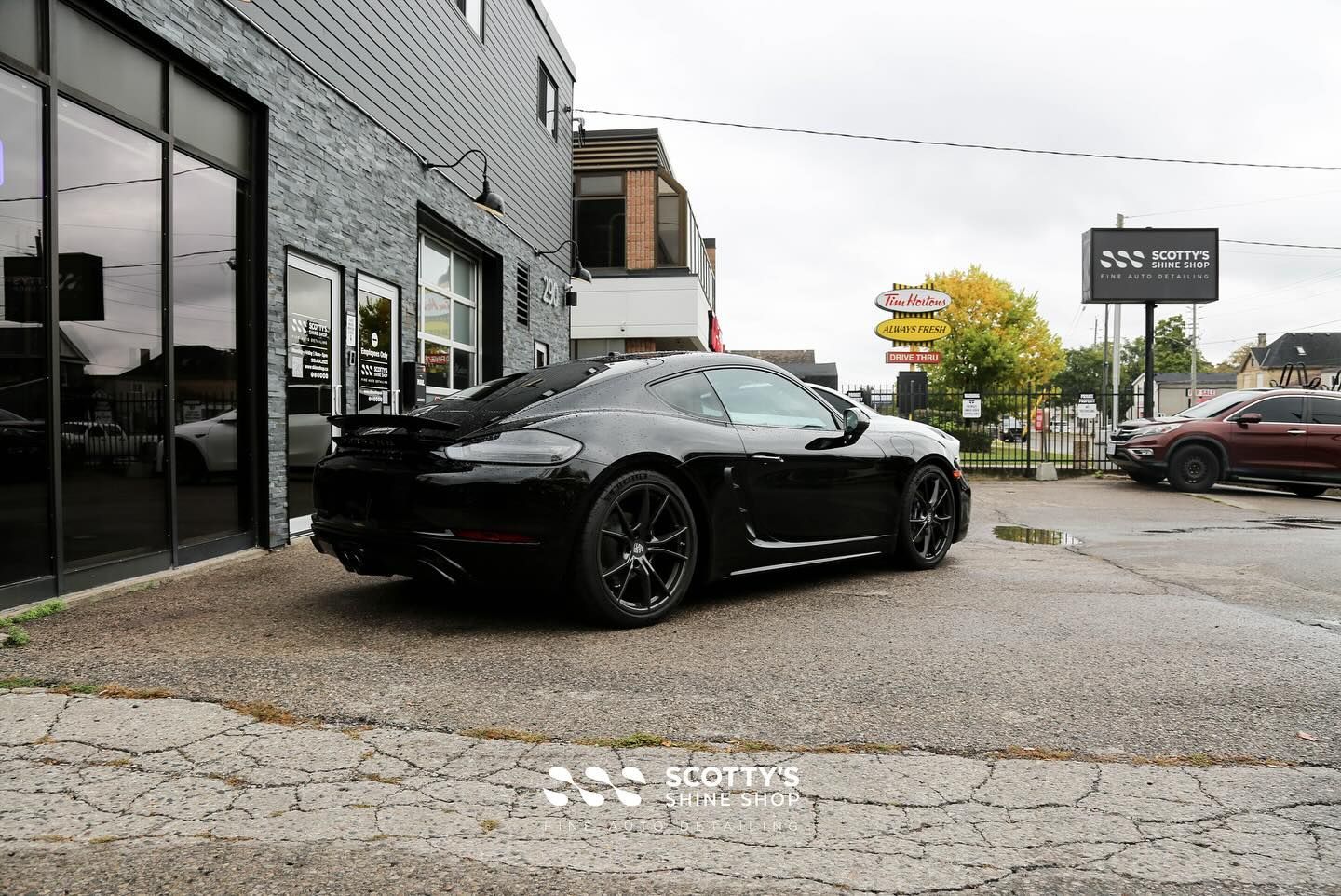 Porsche 718 Cayman Xpel Ultimate Plus Paint Protection Film and Xpel Prime XR Ceramic Window Tint rear view London, Ont