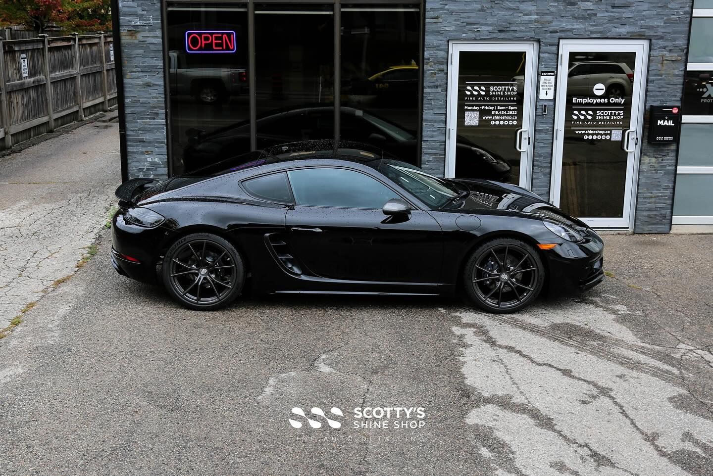 Porsche 718 Cayman Xpel Ultimate Plus Paint Protection Film and Xpel Prime XR Ceramic Window Tint side view London, Ontario