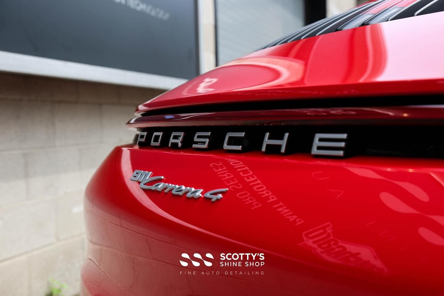Porsche 911 Xpel Ultimate Plus Paint Protection Film rear close up view London, Ontario